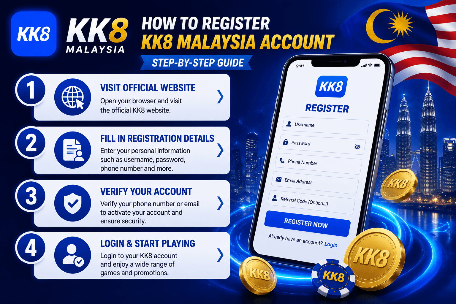 How to register a KK8 Malaysia account step by step