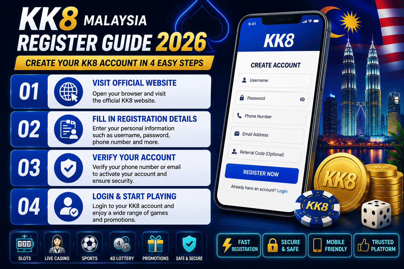 KK8 register vs login comparison